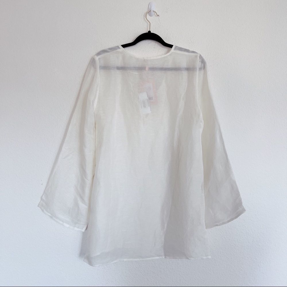 NWT Cult Gaia Womens Naomi Ivory Lace Up Sheer Swim Top Cover-Up L - Picture 9 of 10